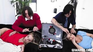 Group sex is always a good news, especially on the couch