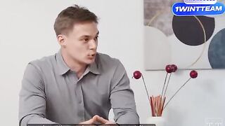 A man fucked two girls in an office meeting room