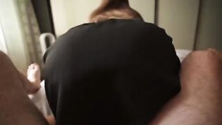A girl caught her stepbrother jerking off with her panties