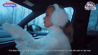 A beautiful college girl gets fucked by a stranger in his car