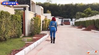 A girl in cosplay is jumping on the cock of her boyfriend