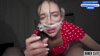 Submissive teen screams and shakes as she's dominated in a hardcore FMM threesome