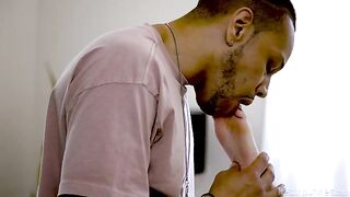 A black guy licks the pussy of his blondie mistress with passion