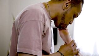 A black guy licks the pussy of his blondie mistress with passion