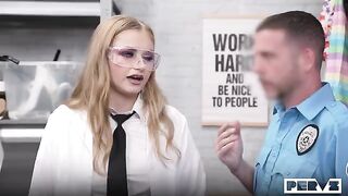 The inspection turned into a passionate sex on the table with glasses