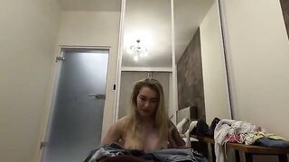 A cutie stays behind after her parents leave, craving some action