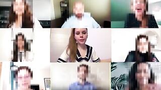 A girl is bored out of her mind during a meeting, so she decides to amuse herself