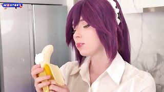 An anime girl is getting fucked because of her profession