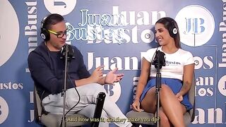 A sexy young woman entertains her audience through sybian grinding