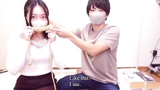 Rope bondage with intense vibrator and cum pressure sex