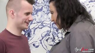 Old and young hardcore with a big cock and huge boobs action