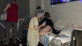 Two guys fucked a girl in her tight pussy