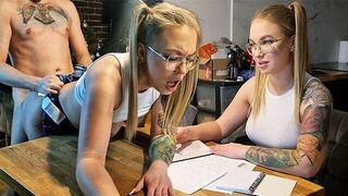 The student got a good mark thanks to her great sex skills