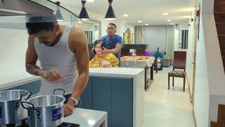 I fucked the appetizing girl before dinner in the kitchen