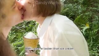 Don't lick the ice cream, suck my dick instead! A playful nympho's treat