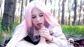 A pretty woman has a strong urge to suck a hard cock at any time