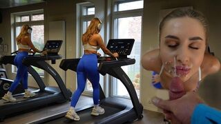 A fit girl gets protein in the gym in a steamy way