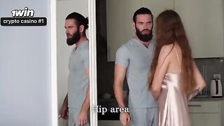 A masseur is massaging the naked body of a hot Russian girl