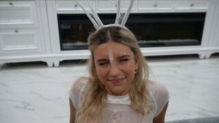 The guy adorned the girl’s face with cream and licked it off