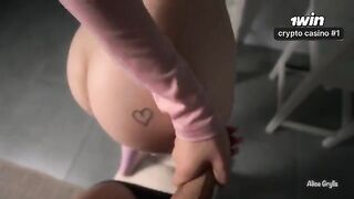 The guy made a mess on the girl's belly from sperm