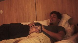 A blowjob in bed, lazy but so deep it makes him tremble with pleasure