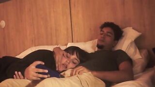 A blowjob in bed, lazy but so deep it makes him tremble with pleasure
