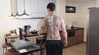 The coffee got cold while the busty MILF Monique was finishing up