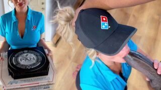 The pizza girl is very sexy and she likes the big black sausages