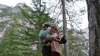 A couple making love outdoors in the forest, caught by a passionate lens