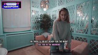 A hot woman is fucking with her stepson in a shared bed