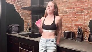 A beautiful woman got a well-deserved reward in the form of passionate kisses
