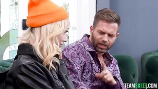 I sat the blonde down on my cock, her moans grew louder than my thoughts