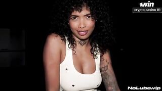 A cute ebony chick was screaming with pleasure, her body trembling intensely
