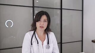 A hot doctor checks on his patient, a stunning brunette with huge assets