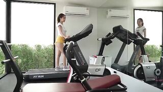 Girl was sweaty after exercising and asked for help wiping her
