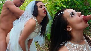 The bride got a cock in her mouth and ass on her wedding day