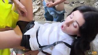 A man fucked a girl with his cock in her mouth