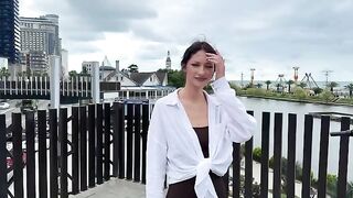 A young woman is stranded on a deserted island