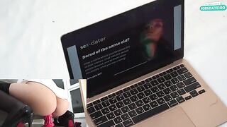 A girl was caught in the act right in the office, at an ever-increasing pace
