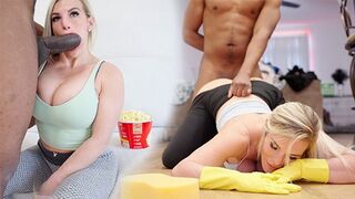 The girl was fucked by a huge black cock all day long