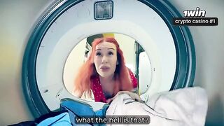 A girl got stuck in the washing machine and had to call for help