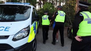 A blonde was arrested for indecent exposure, but released after giving a blowjob