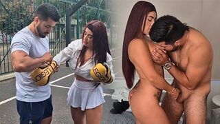 A seductive girl is having fun with her personal trainer
