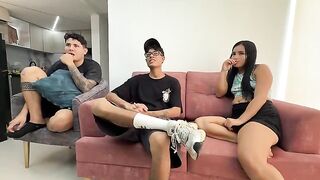 A girl is having sex with her boyfriend with her back to him