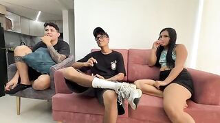 A girl is having sex with her boyfriend with her back to him