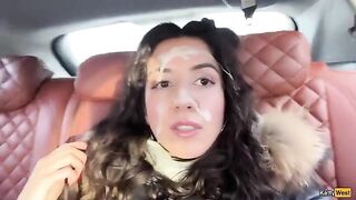 A fireworks display of cum on the face of a hot babe