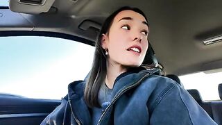 A hot brunette gets naughty on the beach in a daring vlog