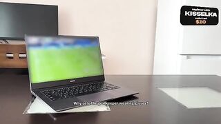 Cute stepsister gets fucked in the kitchen during the World Cup
