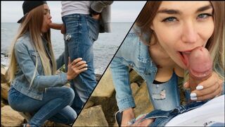 A sexy blondie bounces on a cock outdoors - Veronika Charm
