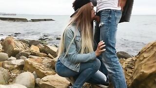 A sexy blondie bounces on a cock outdoors - Veronika Charm